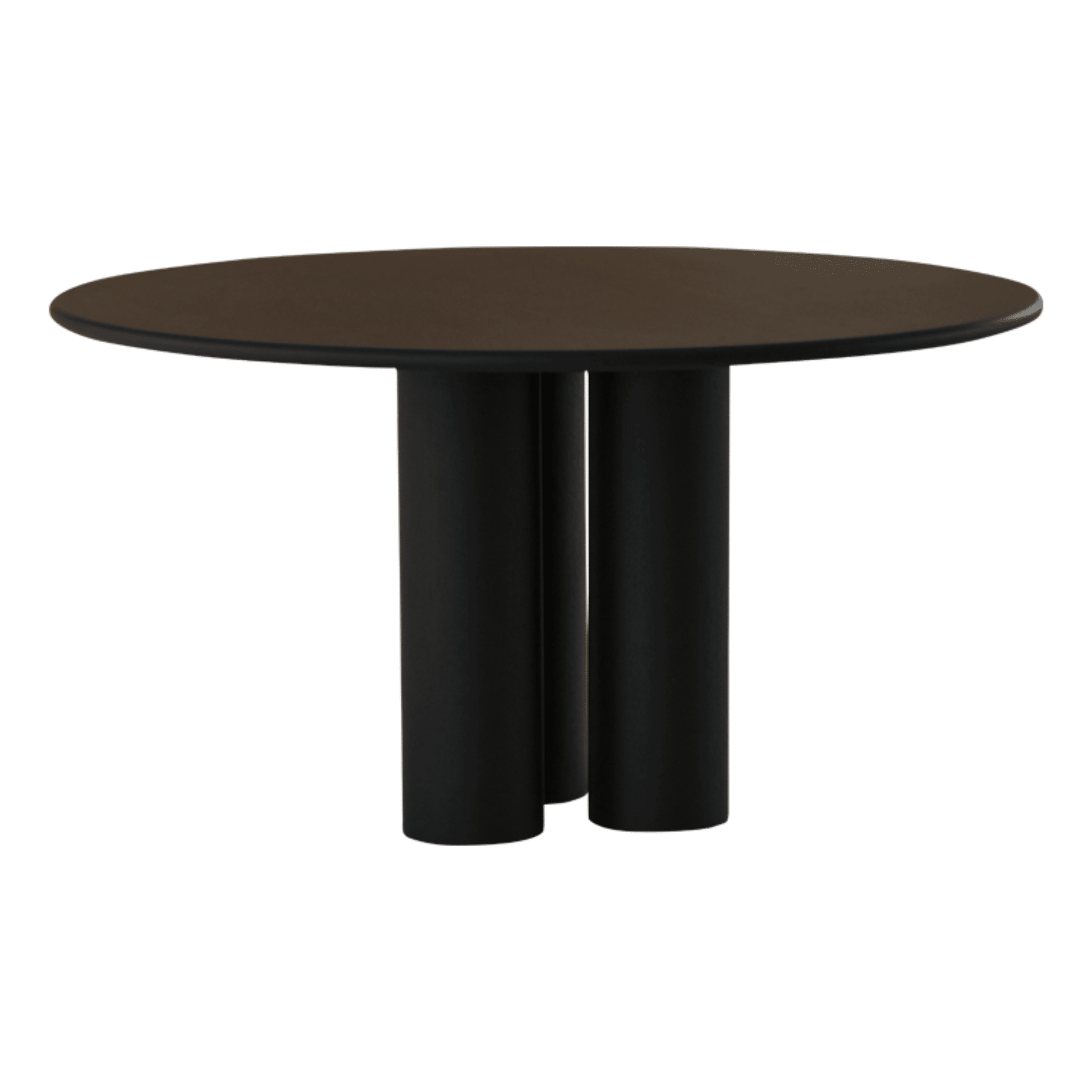 Round dining table by My Store with black oak finish, featuring sturdy wooden legs and smooth tabletop surface.