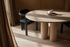 Round dining table with natural oak finish, Franky model by My Store, shown with a smooth wooden surface and sturdy legs.