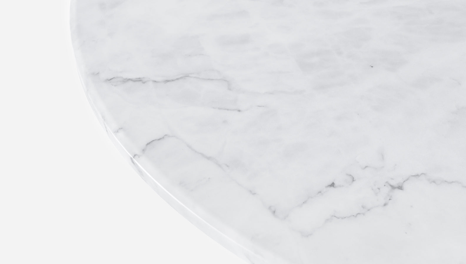 KIYO round dining table with Bianco Carrara white marble top and black center-leg, 120cm diameter, modern style.