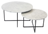 Set of two round marble coffee tables in Bianco Carrara white with matte finish, designed for modern living rooms.