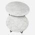 Round marble coffee table set in Bianco Carrara white with matte finish, featuring sleek natural marble surfaces and modern design.