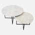 Round marble coffee table set with matte finish, featuring Bianco Carrara white marble tops and sleek modern design.