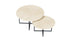 Round marble coffee table set with beige Crema Marfil marble surface and matte finish, modern design by My Store.