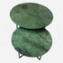 Matte round marble coffee table set in India Green with a sleek design, perfect for modern living spaces.
