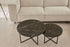 Matte round marble coffee table set in India Green with sleek design, perfect for modern living rooms.