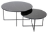 Matte round marble coffee table set in Nero Marquina black with sleek black legs, modern design by My Store