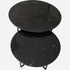 Matte Nero Marquina black round marble coffee table set with sleek design and modern style, ideal for living room decor.