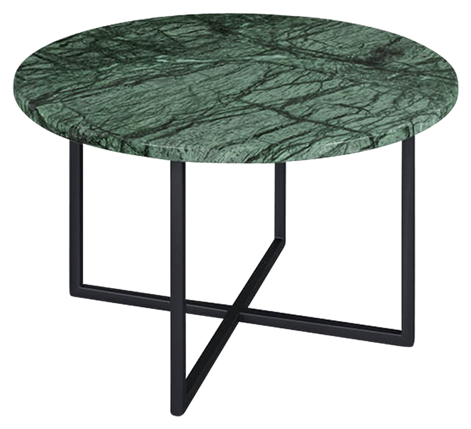 Glossy round marble coffee table in India Green color with a sleek design, perfect for modern living rooms.