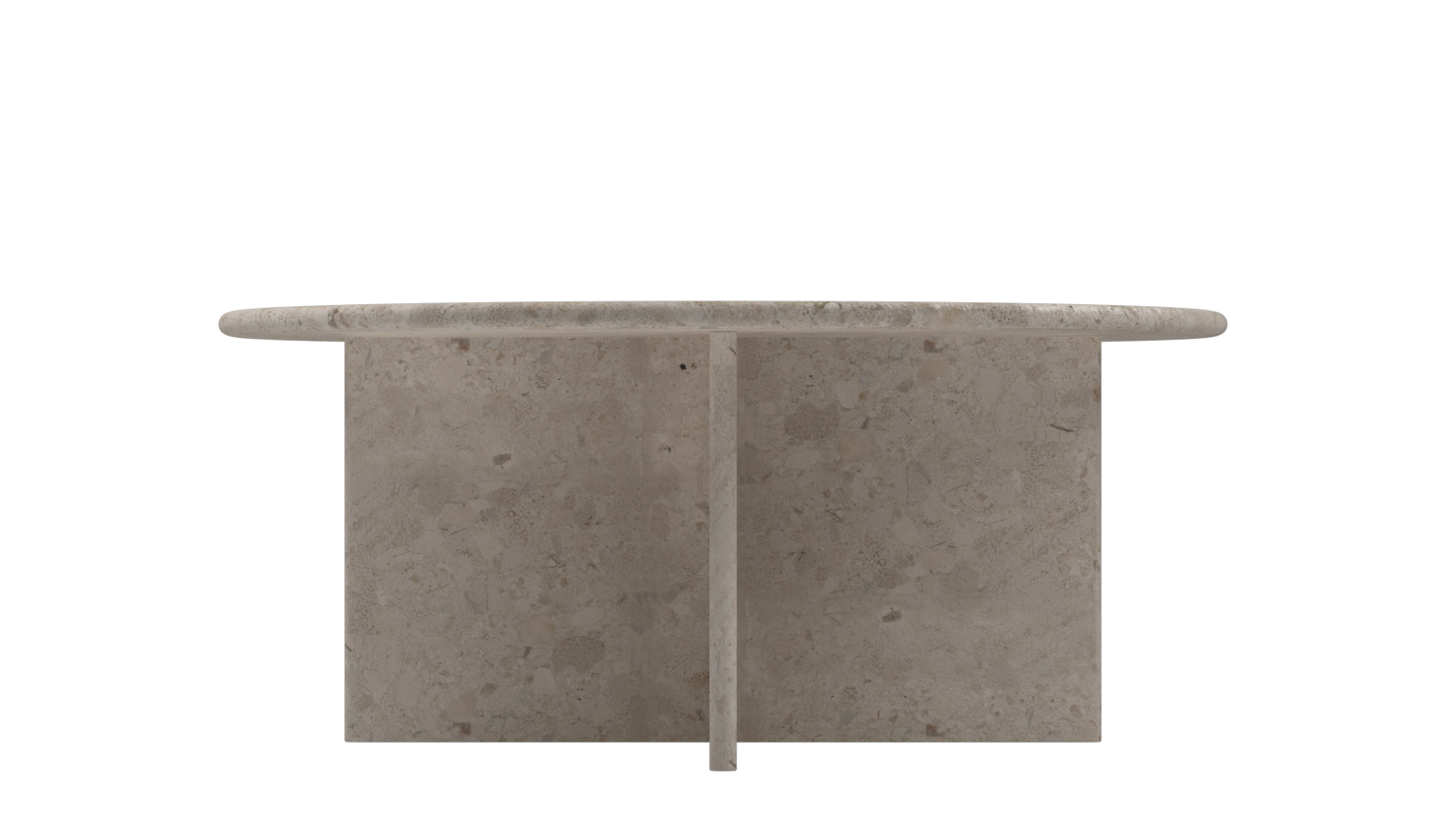 Crema Altea LOU coffee table by My Store featuring a modern design with a smooth, rounded surface and wooden legs.