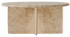 Lou coffee table by My Store with a sleek travertine top and modern design, shown on a living room floor.