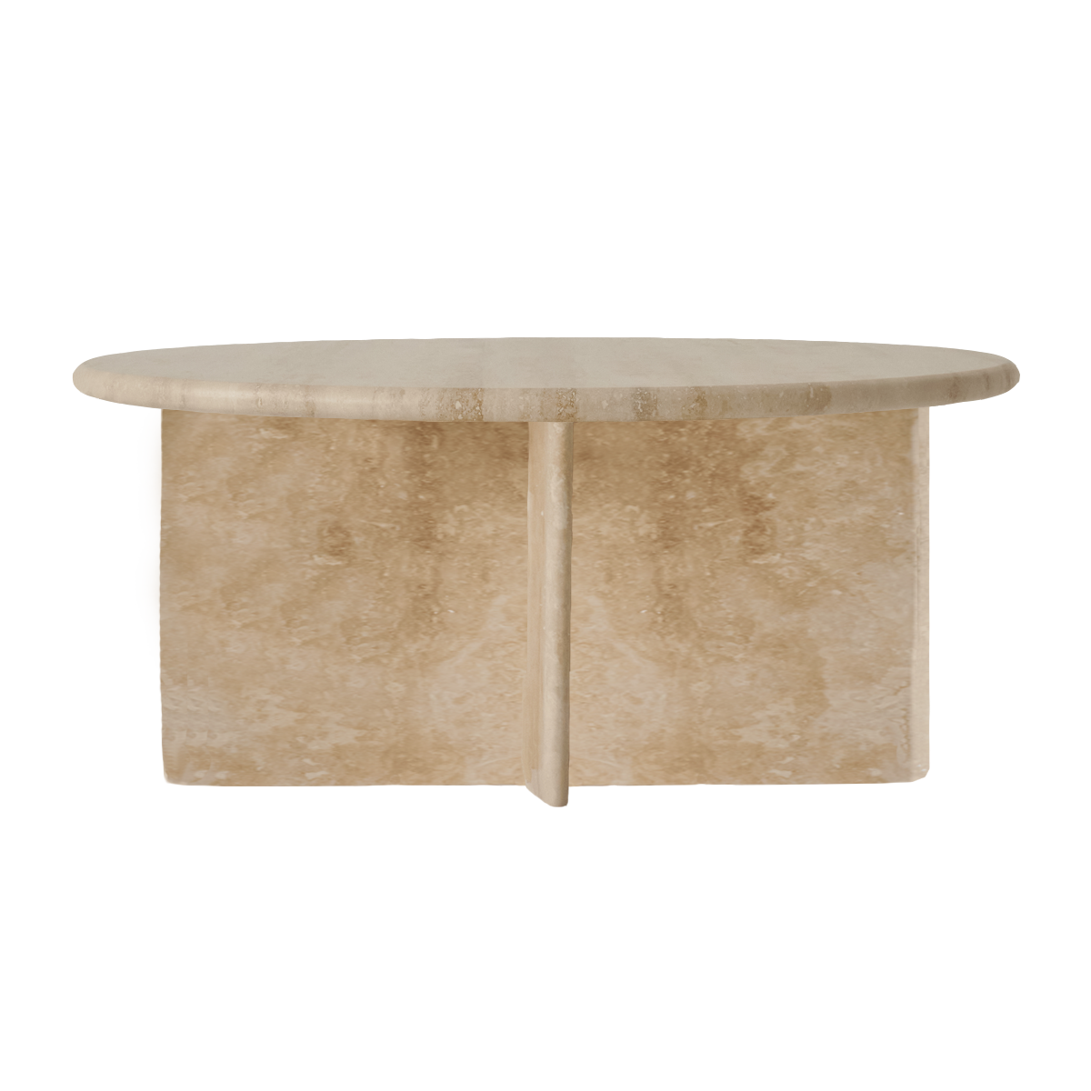 Travertine LOU coffee table by My Store featuring a sleek, modern design with a smooth stone finish and sturdy base.