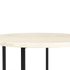 Round marble coffee table made of travertine with a smooth surface and sturdy base, perfect for living room decor.