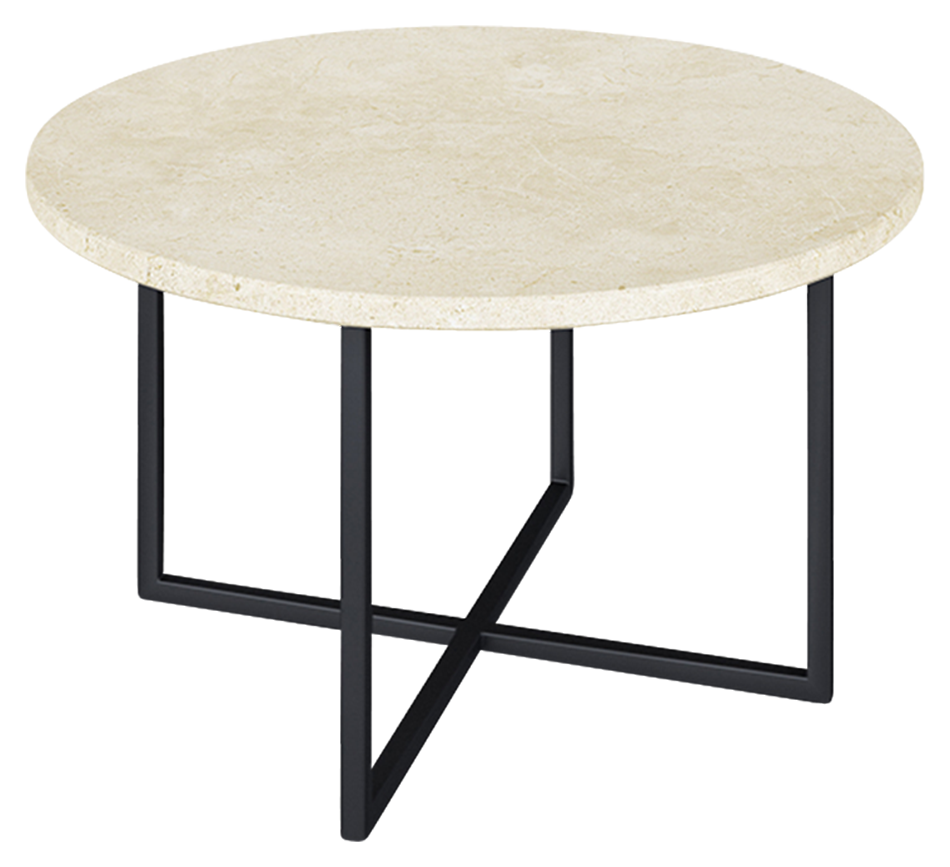 Round Crema Marfil beige marble coffee table with matte finish, 60cm diameter, perfect condition, by My Store.