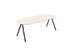 Half oval oak dining table with ash white finish and V-frame design, featuring a sleek and modern style.