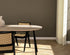Half oval oak dining table with ash white V-frame, featuring a modern design and smooth wooden surface.