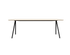 Rectangular oak dining table with ash white finish and V-frame design, showcasing a sleek and modern wooden dining surface.