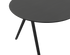 Half oval oak dining table with charcoal finish and V-frame design, showcasing smooth wooden surface and sturdy construction.