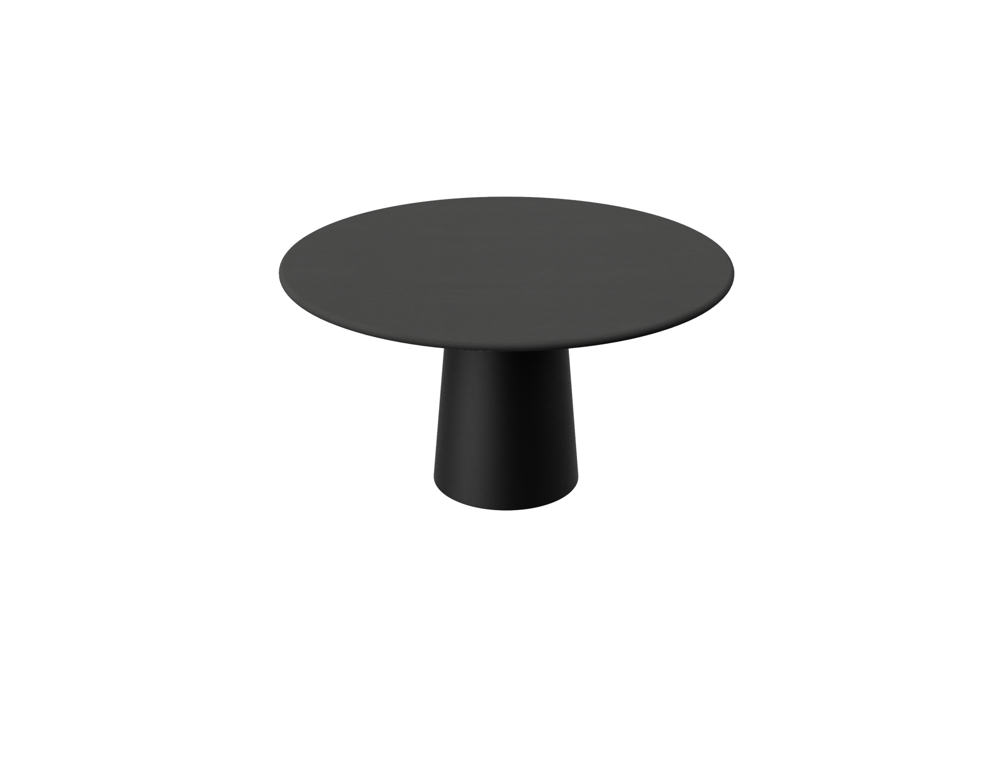 Flow round dining table with charcoal oak finish and black cylindrical base, 110 cm diameter, by My Store
