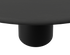 Flow round dining table in charcoal oak finish with black cylindrical base, modern design ideal for dining spaces.