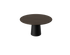 Flow round dining table with smoked oak top and black cylindrical base, modern and stylish for dining spaces