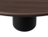 Walnut FLOW round dining table with black cylindrical base, 110 cm diameter, modern design for stylish dining spaces.