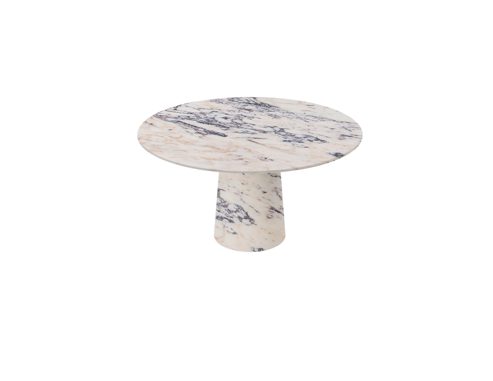 Flow round dining table by My Store with matte finish, Amarante marble cylinder top, 110 cm diameter, modern home furniture.