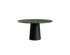 Flow round dining table with India Green marble top and black cylindrical base, 110 cm, matte finish, by My Store.