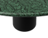 Flow round dining table with India Green marble top and black cylindrical base, 110 cm diameter, matte finish.