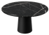 Flow round dining table with Nero Marquina black marble top and black cylindrical base, 110 cm diameter, matte finish.