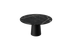 Black Nero Marquina marble round dining table with matte black cylinder base, 110 cm diameter, by My Store.