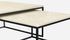Square marble coffee table set in Crema Marfil beige with glossy finish, featuring two elegant beige marble tables.