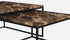 Square marble coffee table set in dark Emperador brown with glossy finish, featuring modern design and sturdy construction.