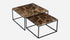 Dark Emperador brown marble square coffee table set with glossy finish, modern design, by My Store.
