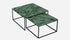 Glossy square marble coffee table set in India Green, featuring modern design and polished surface, by My Store.