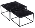 Square Nero Marquina marble coffee table set with glossy black finish, featuring two modern square tables for living room decor.