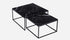 Set of two glossy black Nero Marquina marble square coffee tables, 60-80 cm, modern design, by My Store.
