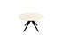 Round oak dining table with ash white finish and arched frame, showcasing a sleek, contemporary design for modern dining spaces.