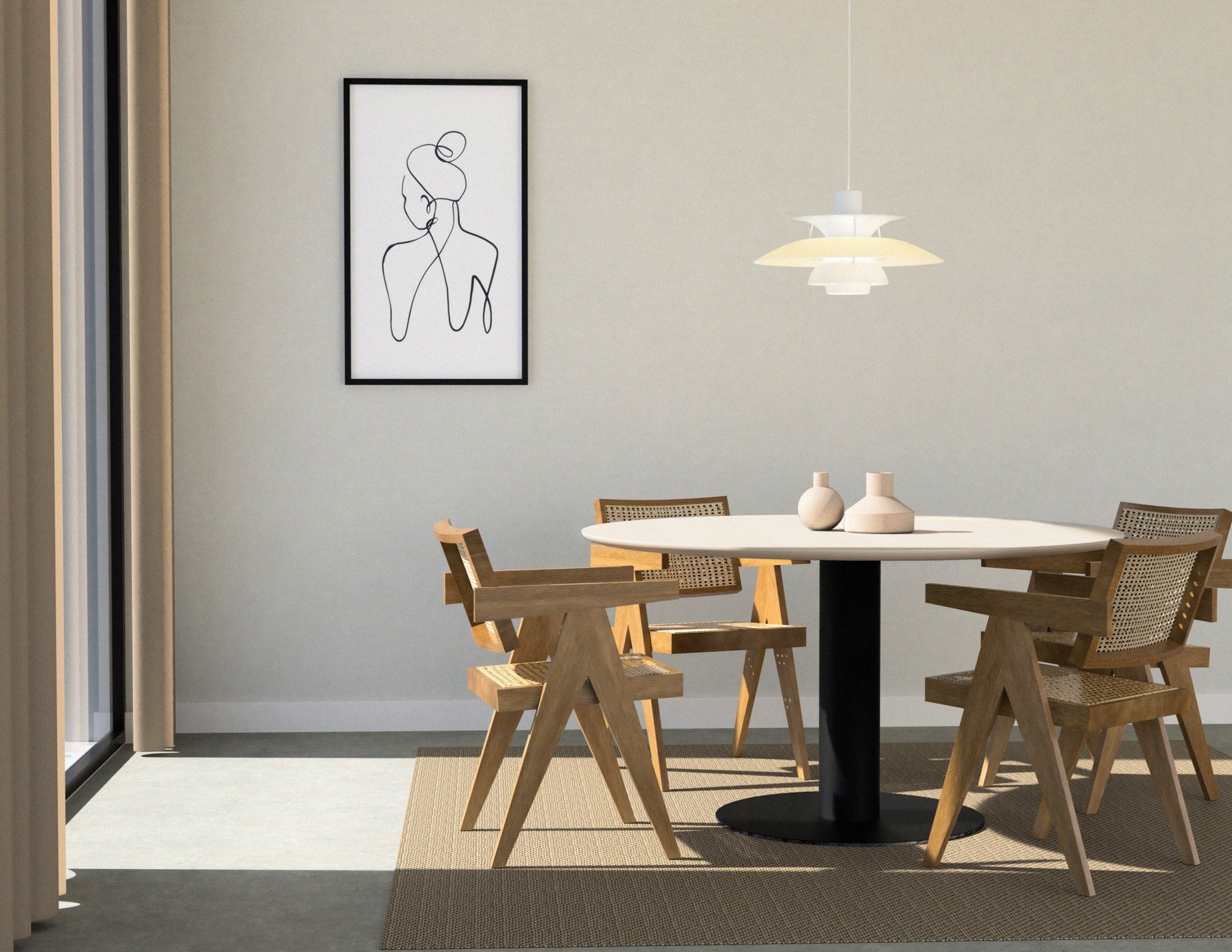 Round oak dining table by My Store with ash white finish and a central leg, ideal for contemporary dining spaces.