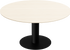 Round oak dining table with ash white finish and central leg, ideal for modern dining rooms