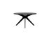 Round oak dining table with charcoal finish and arched frame, featuring a sleek, modern design for contemporary dining rooms.