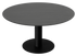 Round oak dining table in charcoal with a center leg, showcasing a sleek, circular design perfect for modern dining spaces.