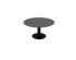 Round oak dining table in charcoal finish with a central leg, showcasing a sturdy and stylish design ideal for dining spaces.