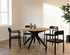 Natural oak round dining table with arched frame, perfect for modern dining rooms, by My Store.