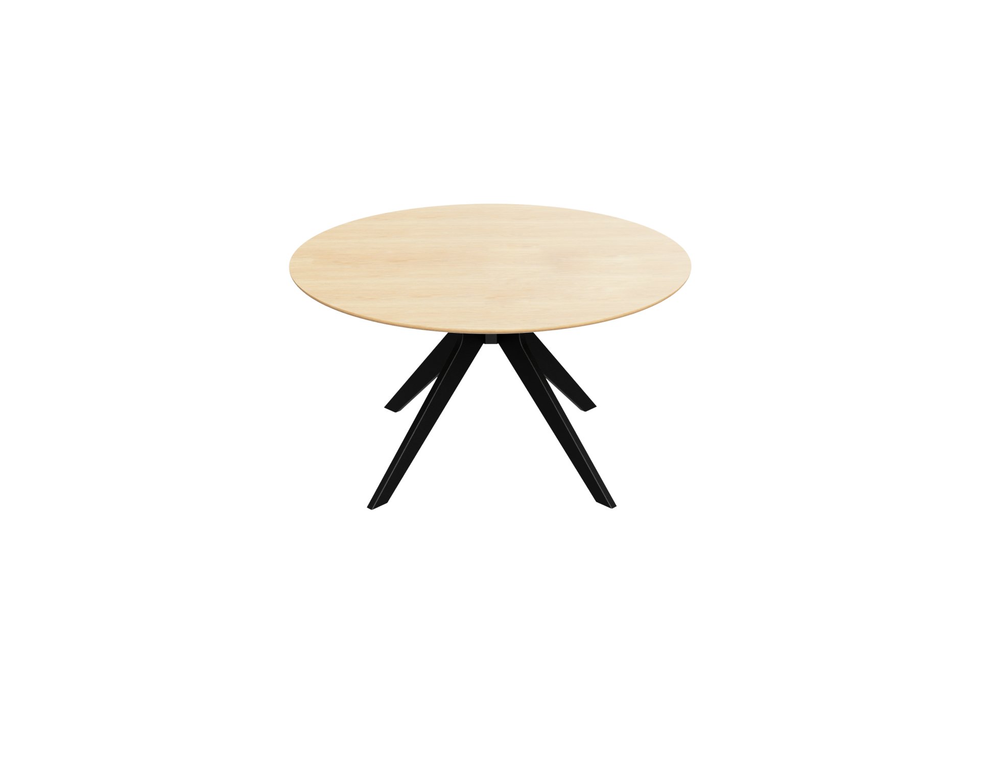 Natural oak round dining table with arched frame, ideal for kitchen or dining room, showcasing smooth wood surface and sturdy design.