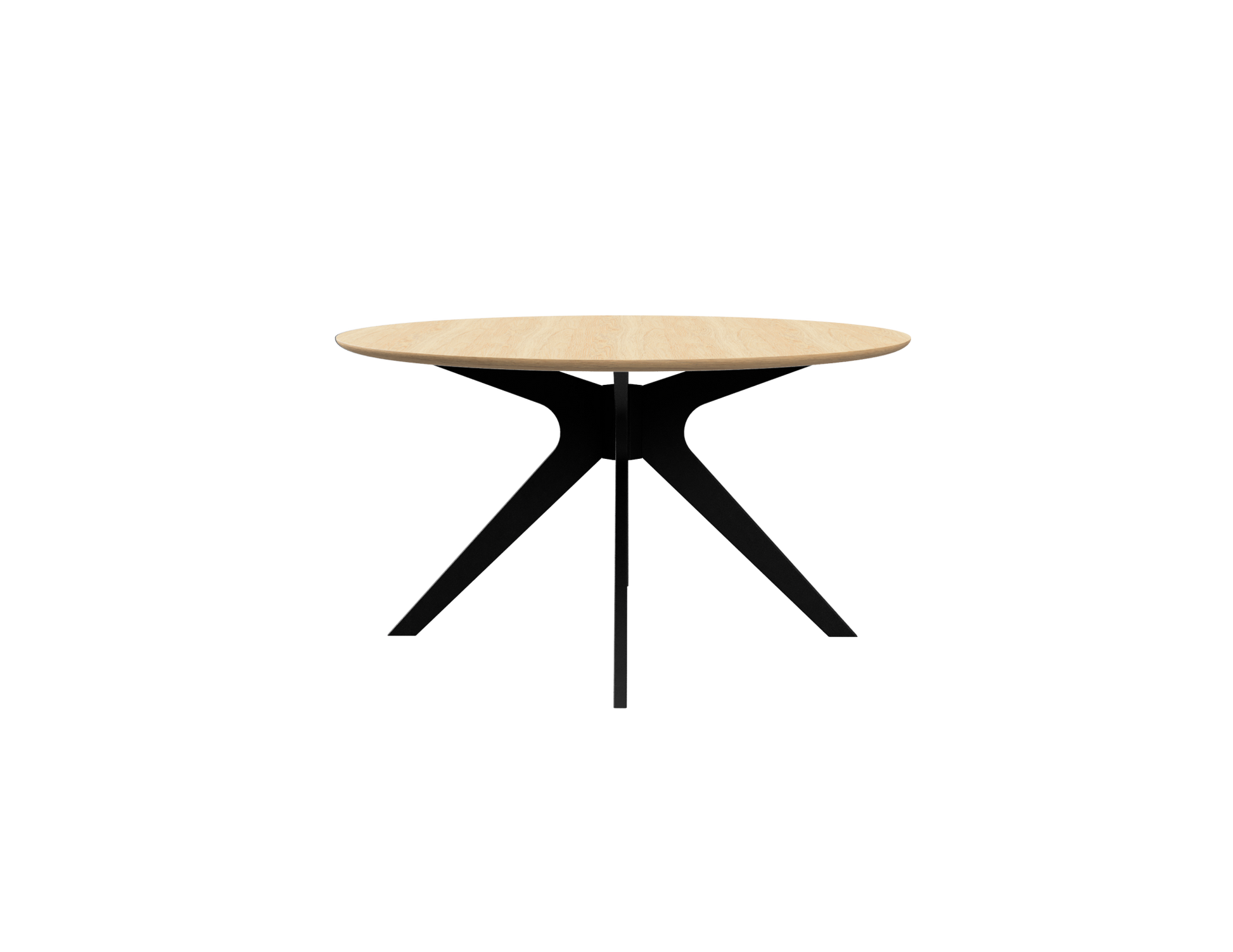 Natural oak round dining table with arched frame, perfect for dining rooms, by My Store.