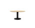 Natural oak round dining table with a center leg design, perfect for modern dining rooms, by My Store.
