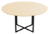 Natural round oak dining table with cross frame, 110 cm diameter, sturdy design for modern dining rooms