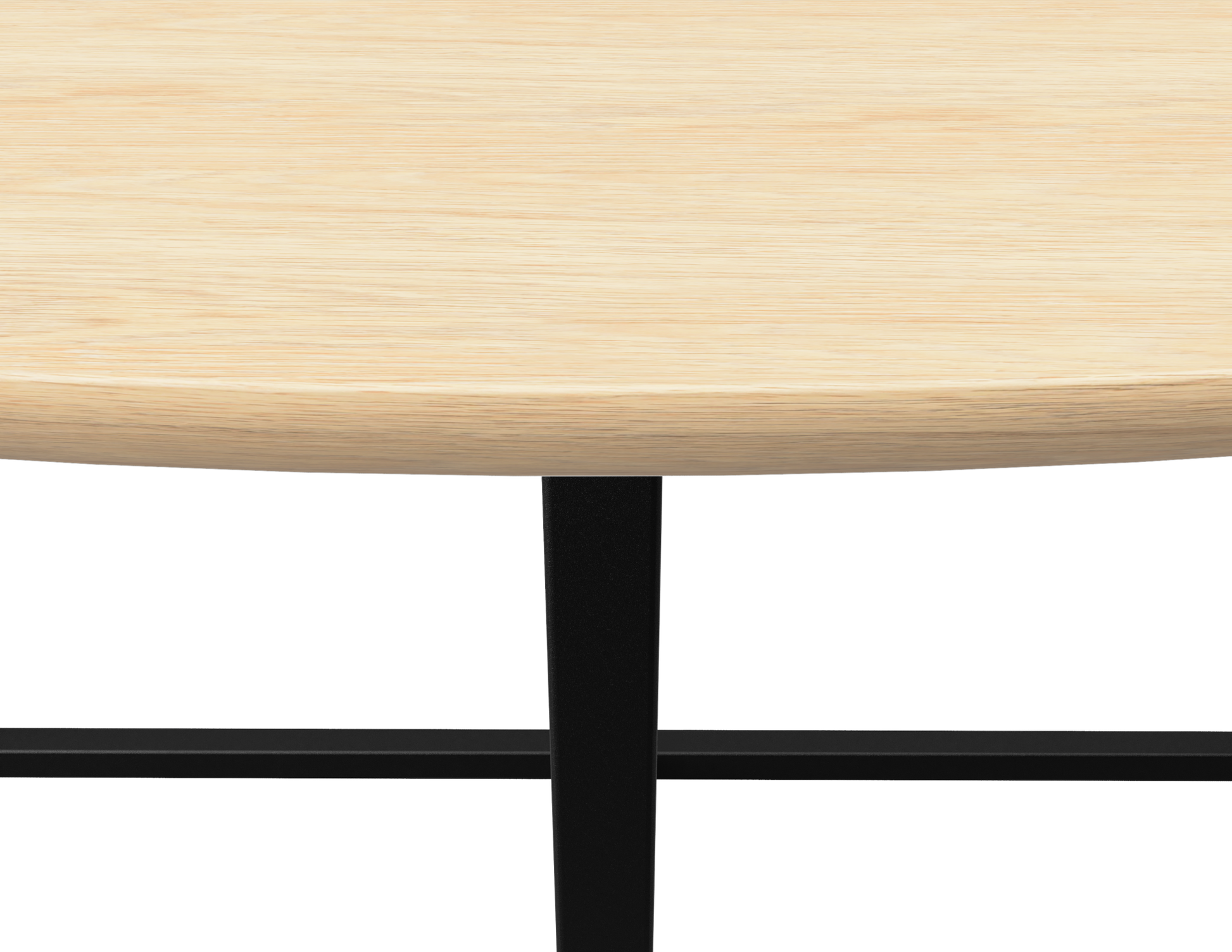 Natural round oak dining table with cross frame, 110 cm diameter, sturdy wood design for stylish dining space.