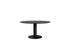 Round smoked oak dining table with a center leg design, showcasing a smooth, natural wood finish and modern style.