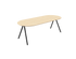 Natural oak half oval dining table with V-frame design, 140 cm length, showcasing smooth wood finish and sturdy construction.
